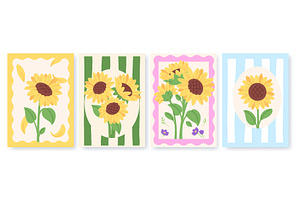 Sunflowers poster design. Stylish