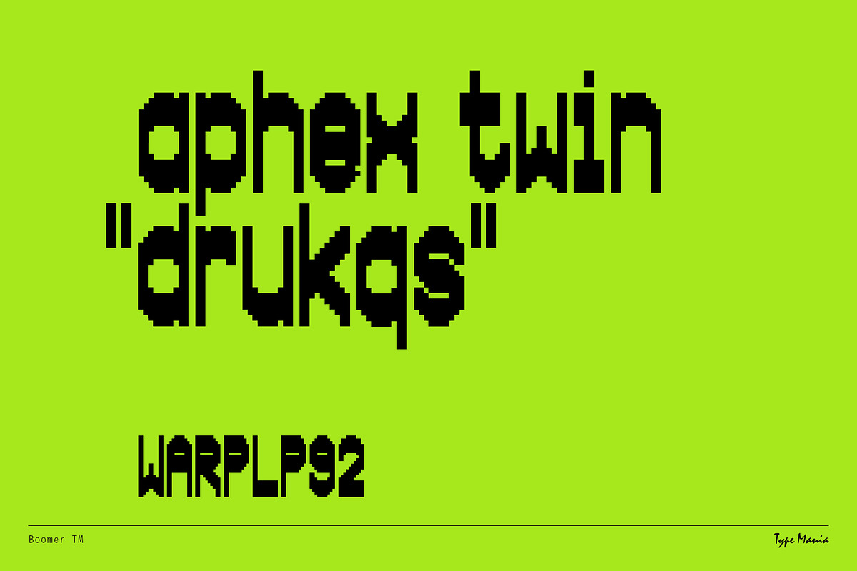 Boomer TM – Funky Pixel Font, a Sans Serif Font by Type Mania (Photo 6 of 10)