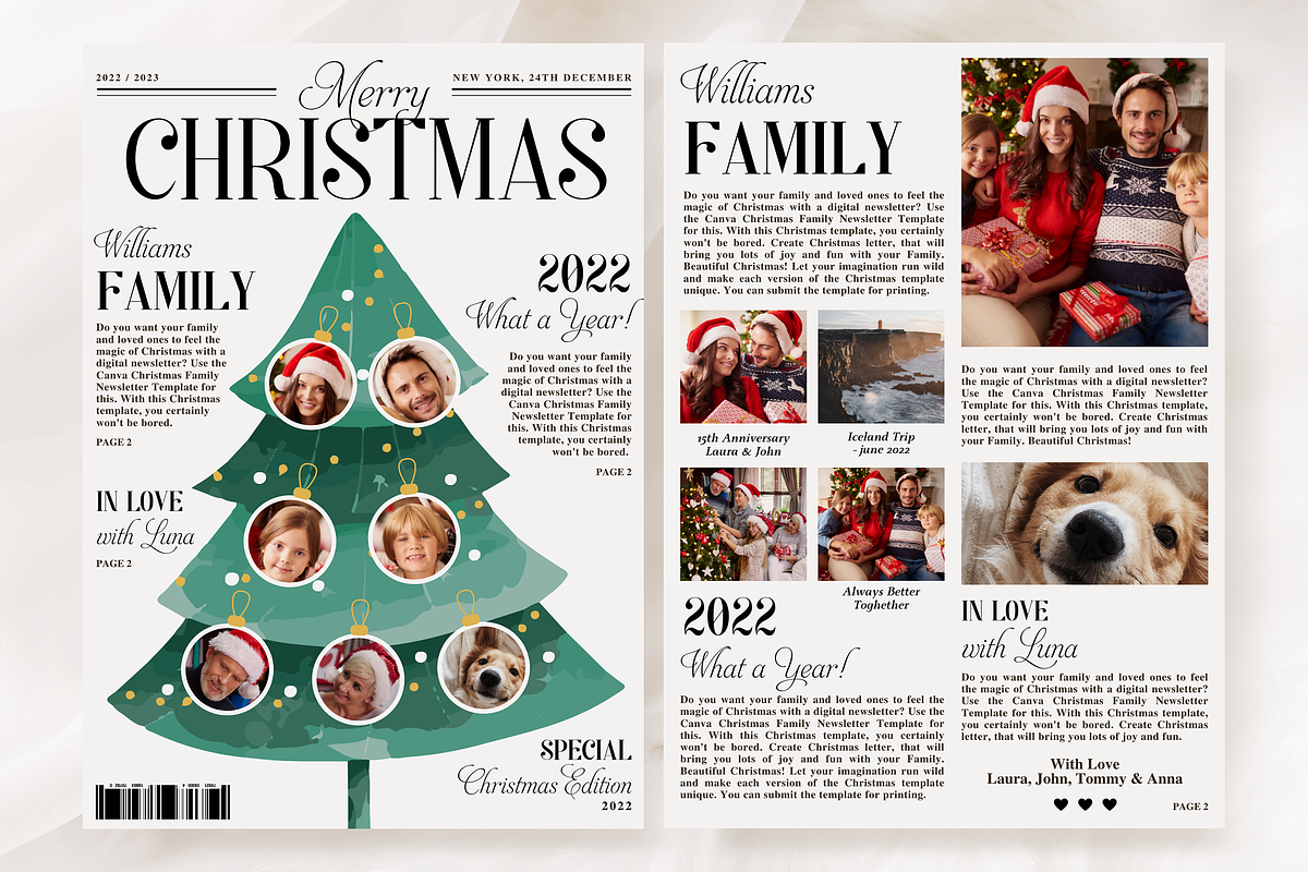 Christmas Newsletter Canva Template, a Stationery Template by SarenkaDesignShop (Photo 1 of 5)