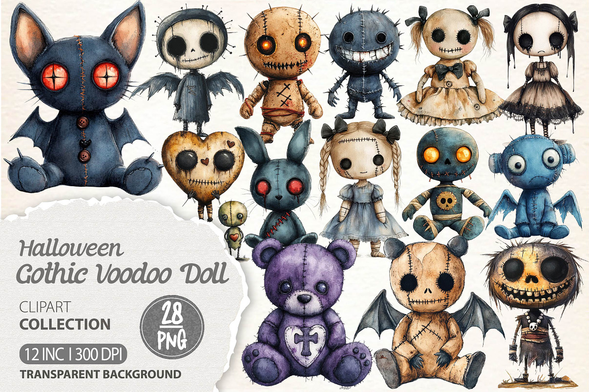 Halloween Gothic Voodoo Doll Clipart, an Illustration by Dream Creation (Photo 1 of 7)