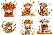 Watercolor Autumn Haighland Cow png, an Illustration by Watercolor design (Thumbnail 3 of 4)
