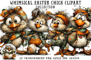 Whimsical Easter Chick Clipart, an Illustration by OK Design