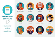 Bookstore subjects, flat icons, an Illustration by Marish (Thumbnail 1 of 4)