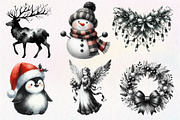 Black and White Christmas Clipart, an Illustration by Dream Creation (Thumbnail 4 of 7)