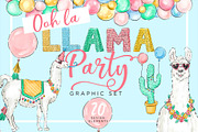 Llama Party Design Elements, an Illustration by Relish Designs (Thumbnail 1 of 5)