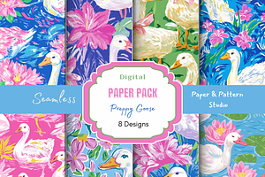 Preppy Goose Seamless Pattern