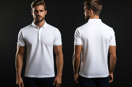 A model poses in a stylish white pol, a Photo by Tanuart