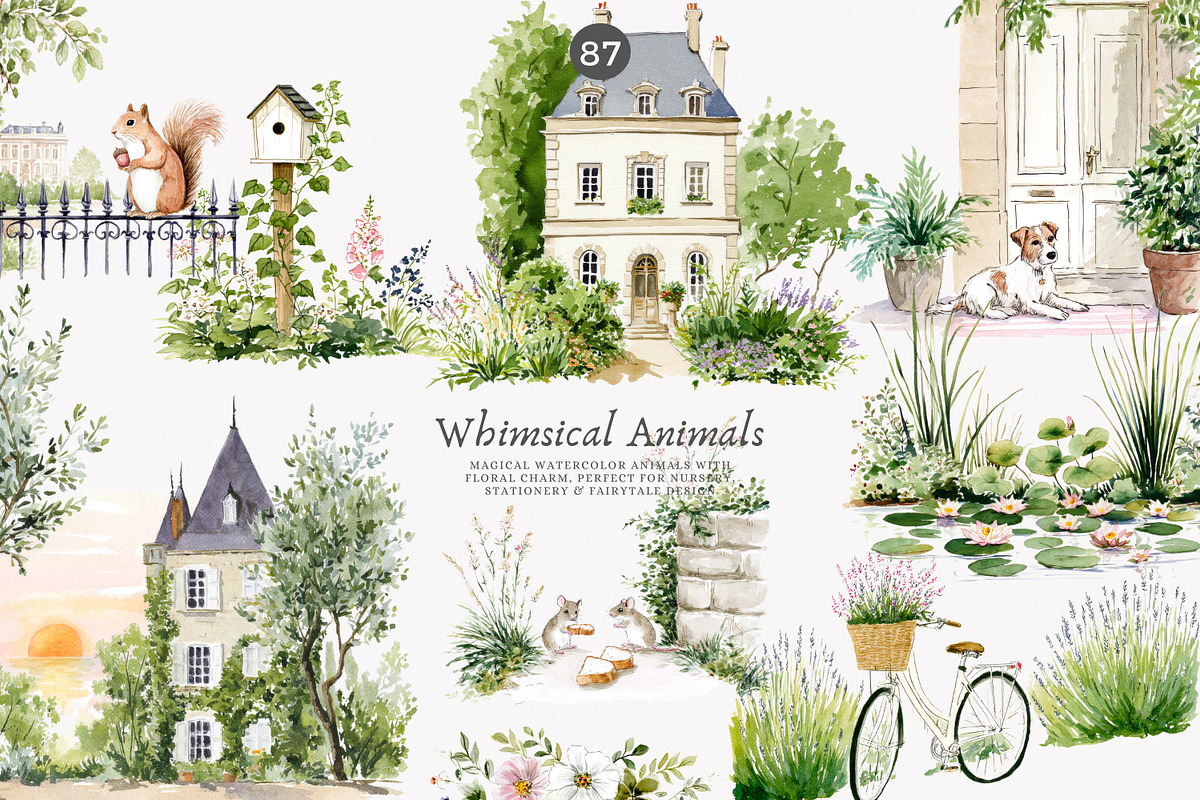 whimsical animals nursery decor, a Decorative Illustration by Patishop Art