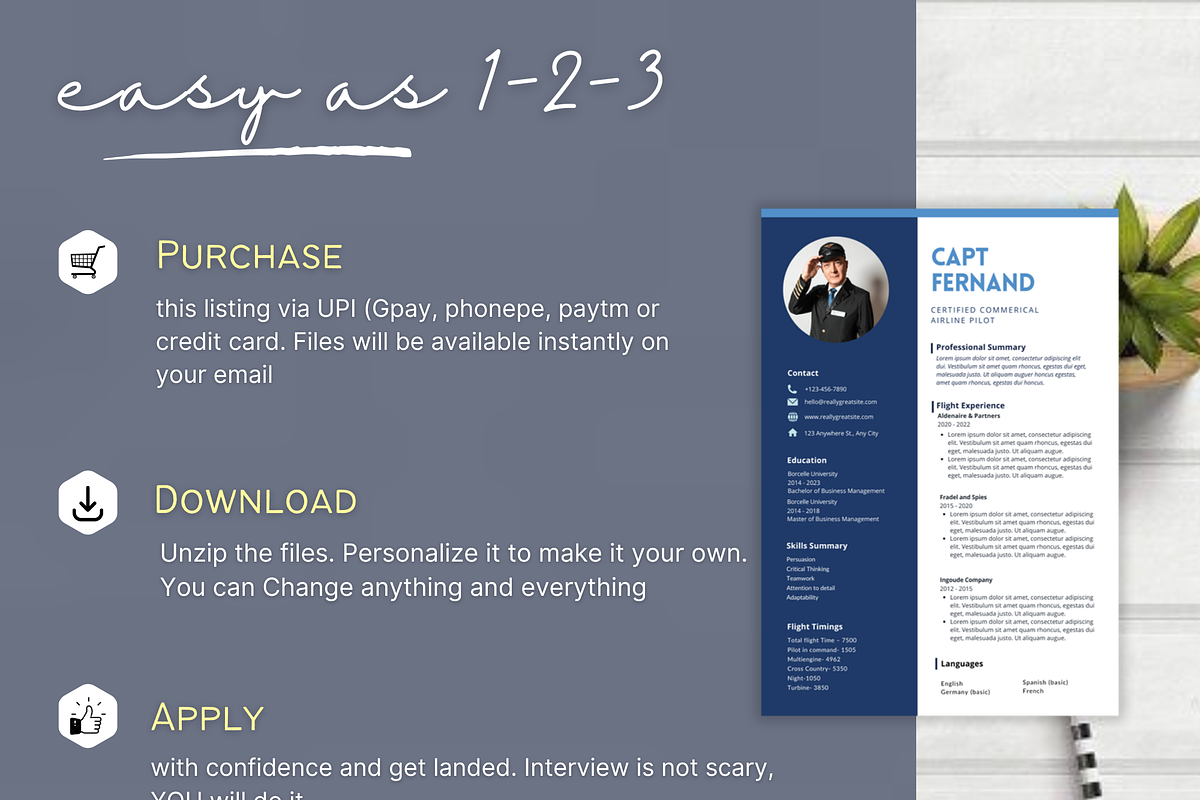 Airline Pilot Resume Template Canva preview 7