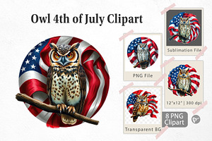 Owl 4th of July Clipart, a Graphic by Artnoy