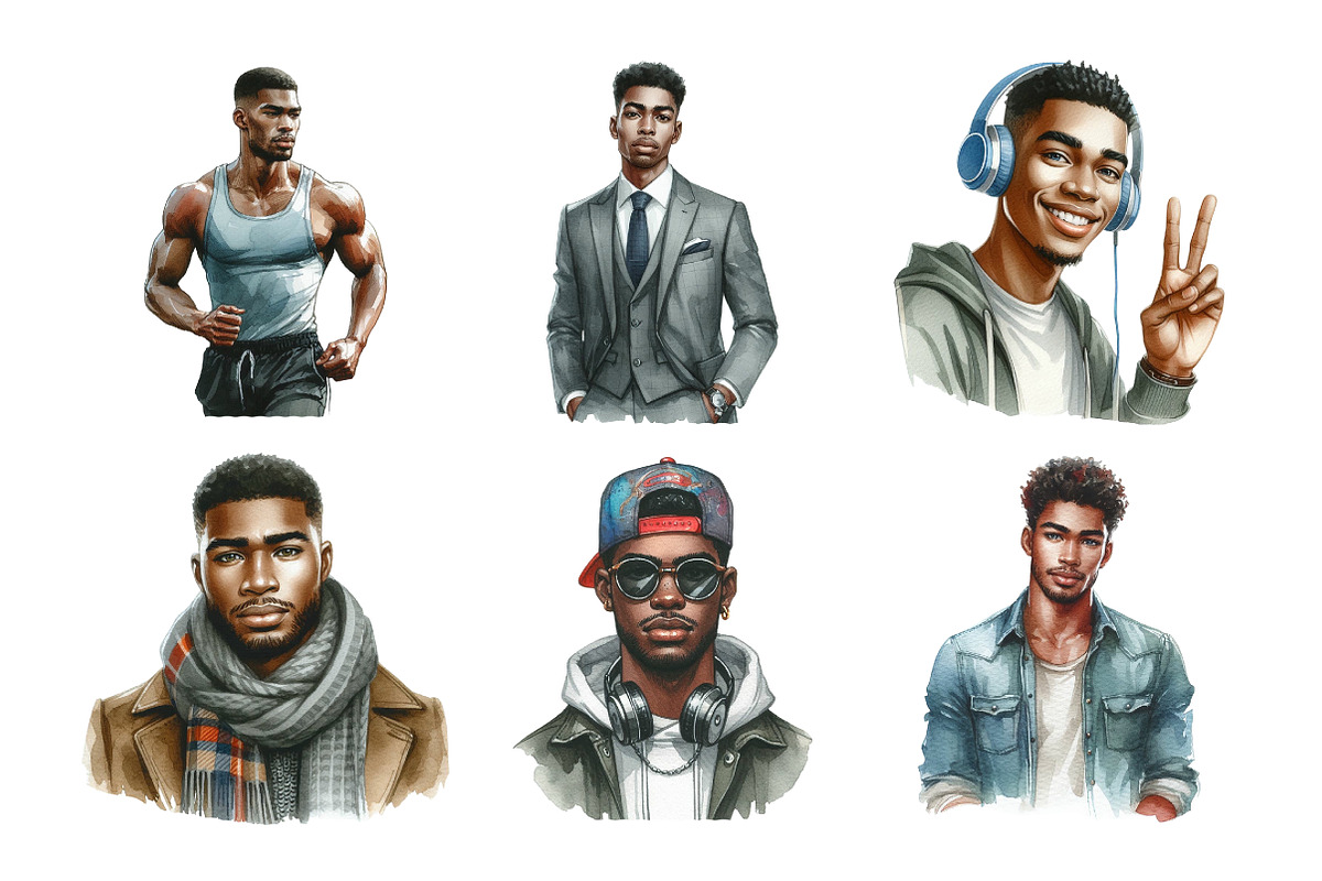 Handsome African Men Clipart, an Illustration by Daily.Designs (Photo 2 of 5)