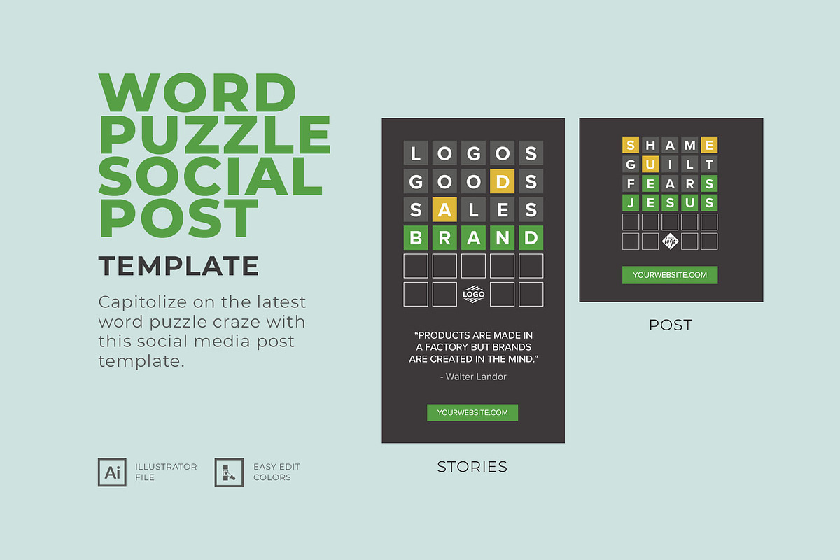 Word Puzzle Social Post Template, a Social Media Template by IFBdesign (Photo 1 of 2)