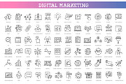 SEO and Digital Marketing line icons, a Technology Illustration by Tettygreen (Thumbnail 1 of 3)