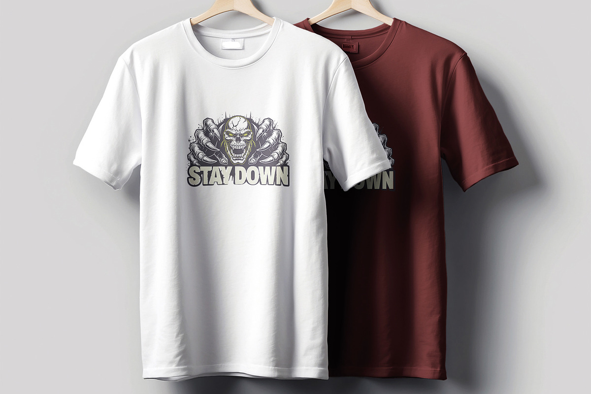 Stay Down T Shirt Design Layout, a Stationery Template by MightyDesign (Photo 3 of 6)