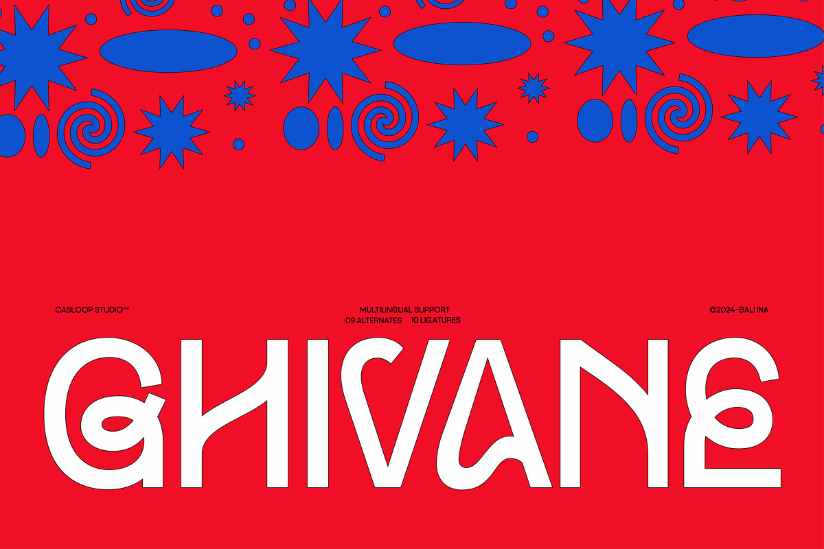 Ghivane - Quirky Trendy Logo Font, a Sans Serif Font by Casloop Studio (Photo 1 of 9)