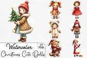 Christmas Cute Dolls Clipart, an Illustration by CrexoraLab (Thumbnail 1 of 5)