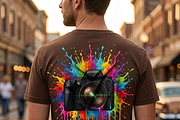 Rainbow Camera Paint Splash, a Shirt Mockup by Vector Stall (Thumbnail 4 of 14)