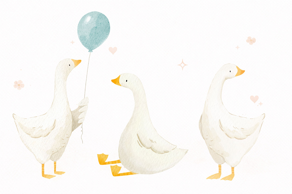 Watercolor Goose PNG Set, an Animal Illustration by Lembrik's Artworks (Photo 2 of 4)