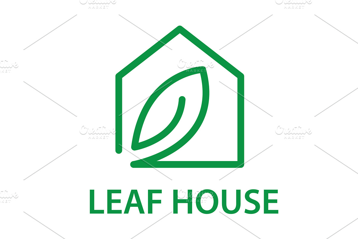 Modern house and leaf logo, an Object Illustration by LogosDen