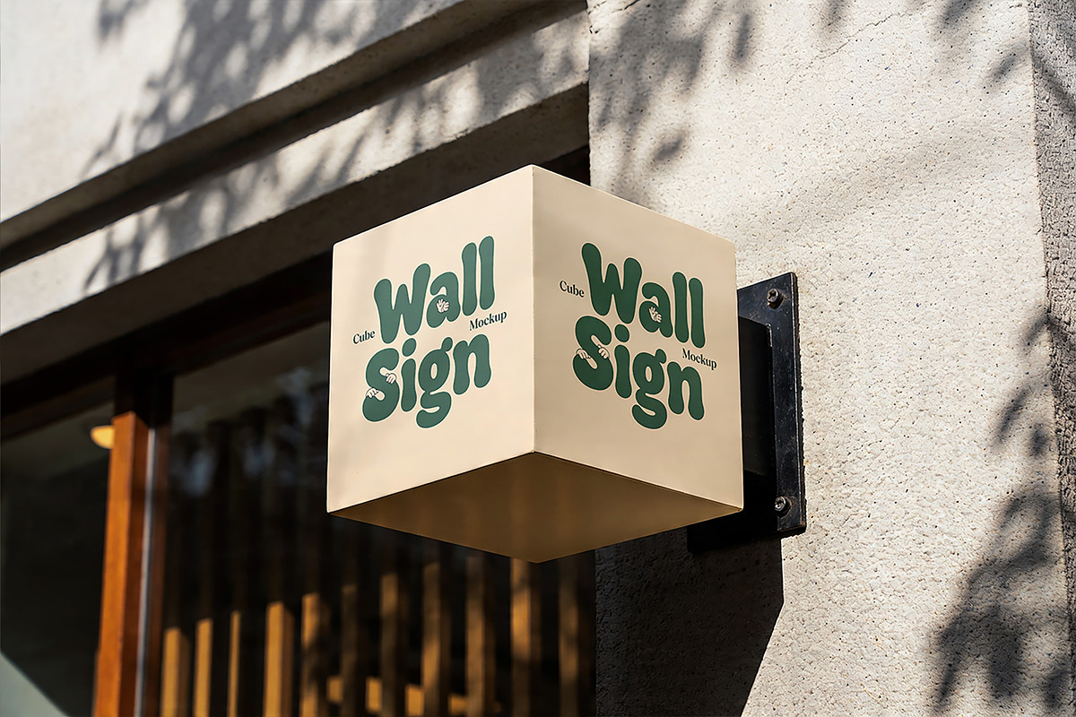 Cube Wall Sign Mockup, an Advertising Mockup by Pitchlook.Studio (Photo 4 of 4)