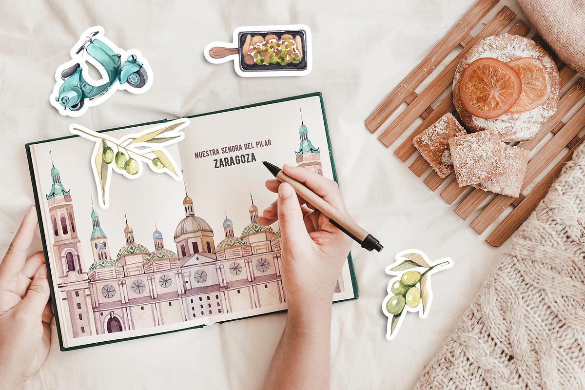 Travel to Spain. Watercolor clipart, an Illustration by VerAna (Photo 8 of 13)