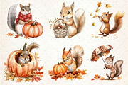 Fall Squirrels Garden Clipart, an Illustration by Dream Creation (Thumbnail 2 of 6)
