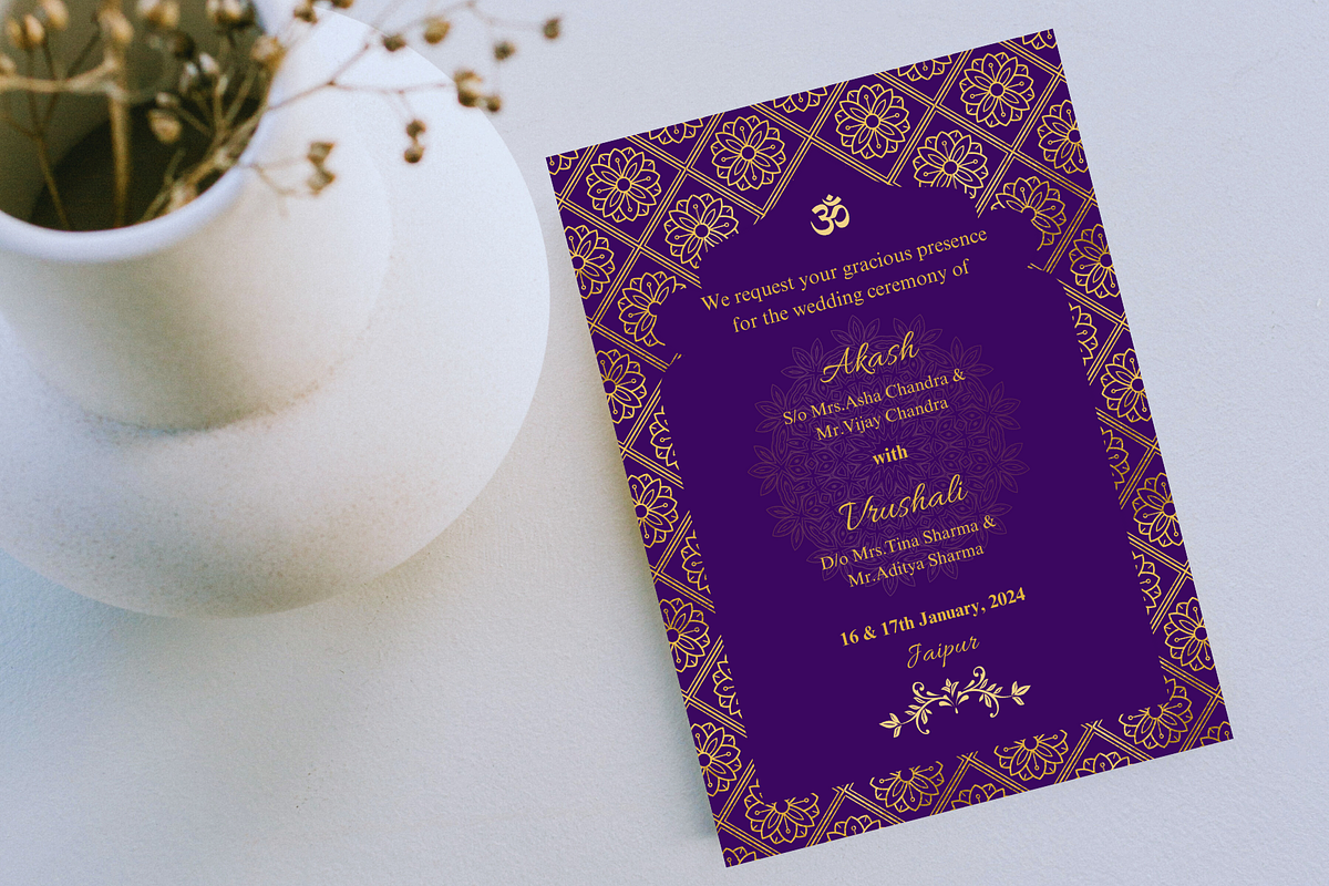 Indian Wedding Invitation Card, a Print Template by TheSimplySereneShop (Photo 2 of 8)