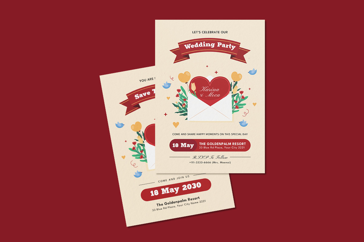 The Note Wedding Invitation Template, an Invitation Template by iDoodle Studio (Photo 2 of 4)