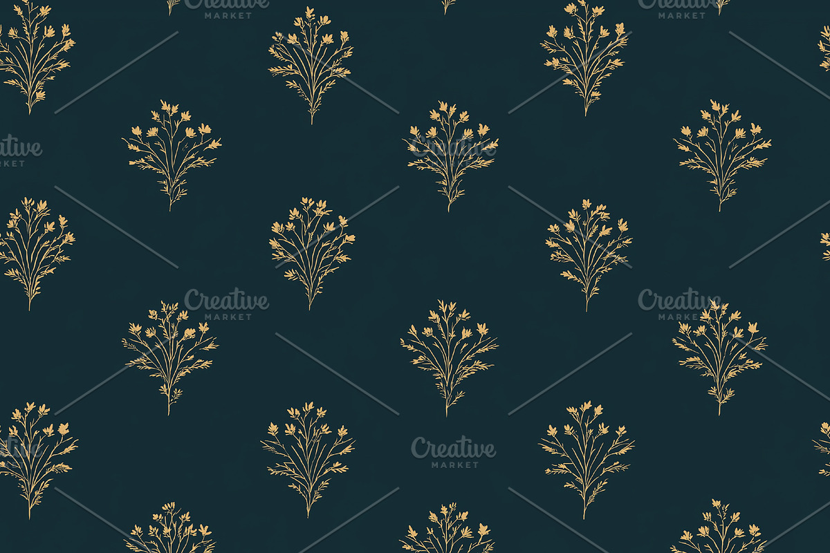 Seamless pattern floral damask gold, a Pattern Graphic by Studio ANNA