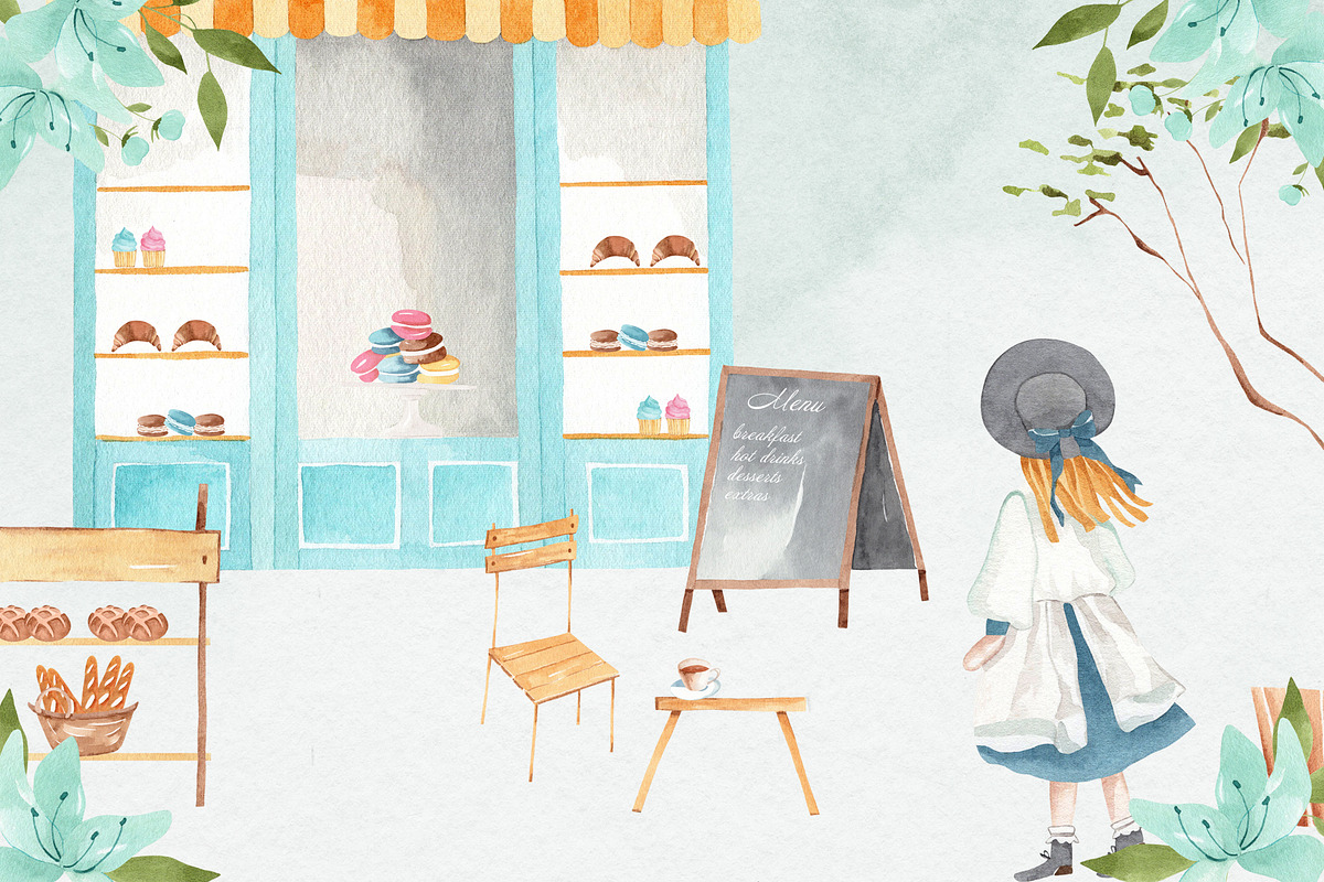 Baking in Paris Watercolor Clipart, a Food Illustration by natalisart (Photo 8 of 16)
