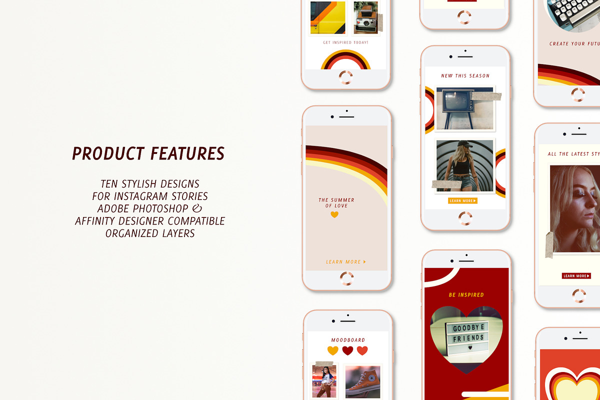 Retro 70s Instastories Template, a Social Media Template by Bella+Sophia Creative (Photo 2 of 6)