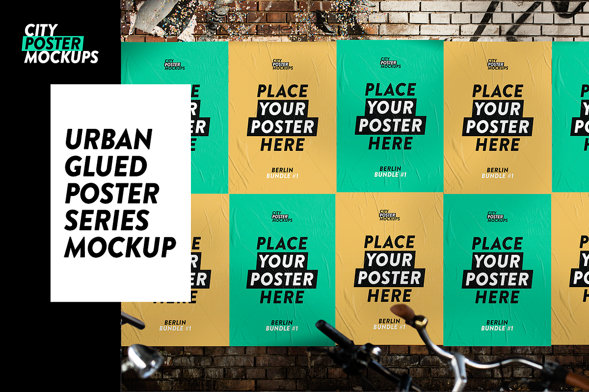 Glued Urban Poster Series Mockup, a Print Template by City Poster Mockups (Photo 1 of 3)