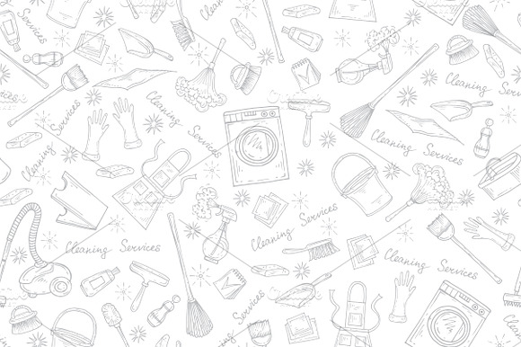Pattern with symbols of cleaning preview 2
