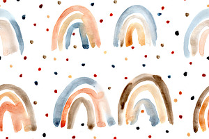 Watercolor Rainbows Seamless Pattern