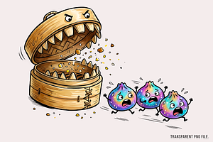 Retro Chasing Dumpling Png