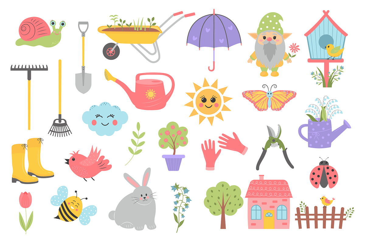 Spring and gardening set, a Seasonal Illustration by JulyGart (Photo 2 of 5)