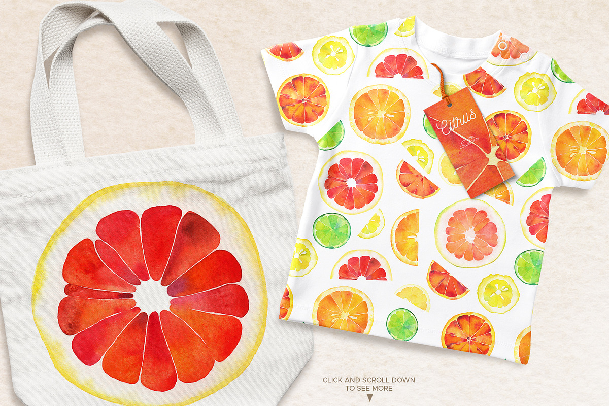 Watercolor Citrus Clipart Collection, a Food Illustration by Olga Begak Art & Design (Photo 4 of 10)