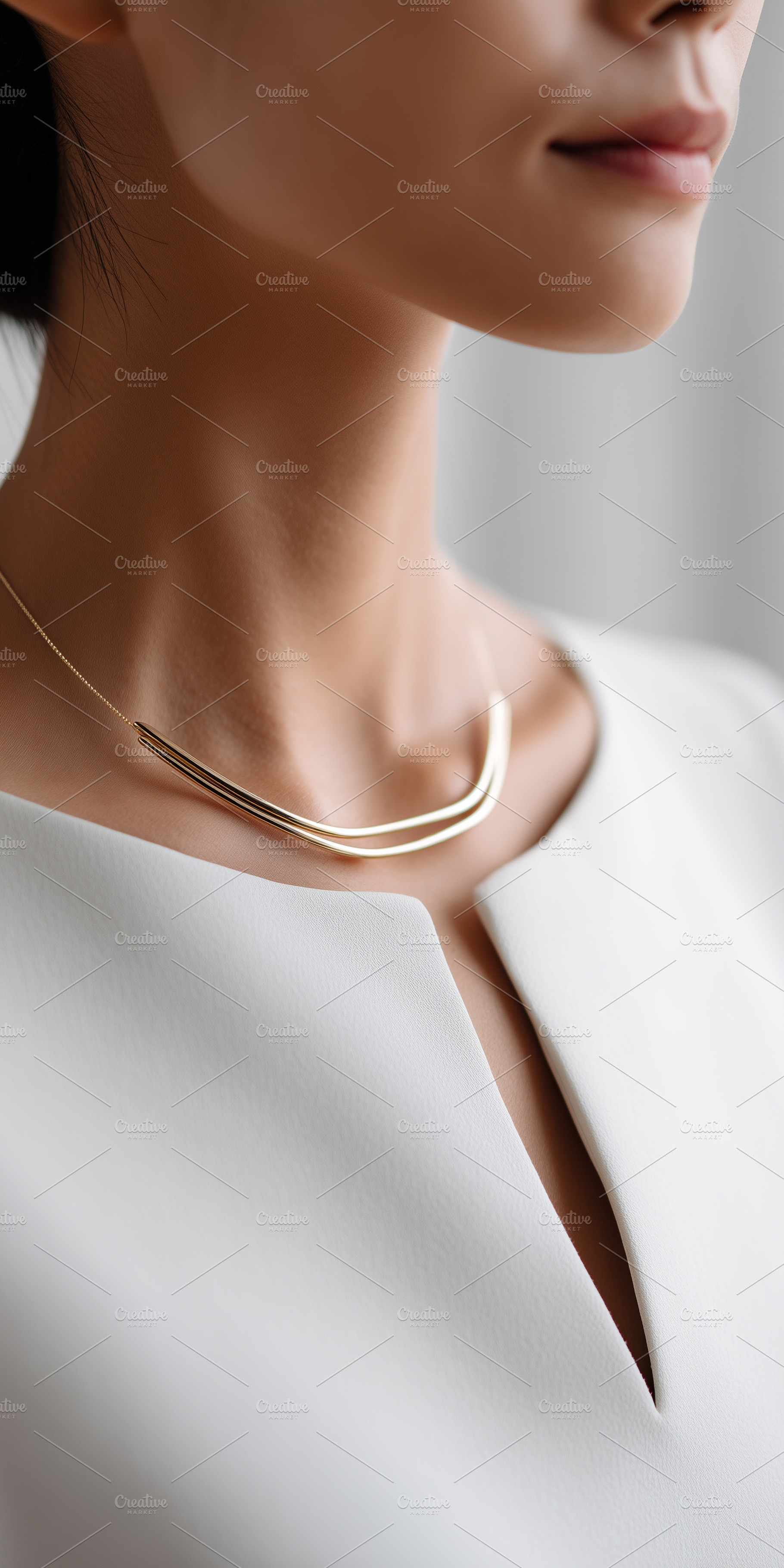 Elegant minimalist gold necklace, a Beauty & Fashion Photo by MistyDay