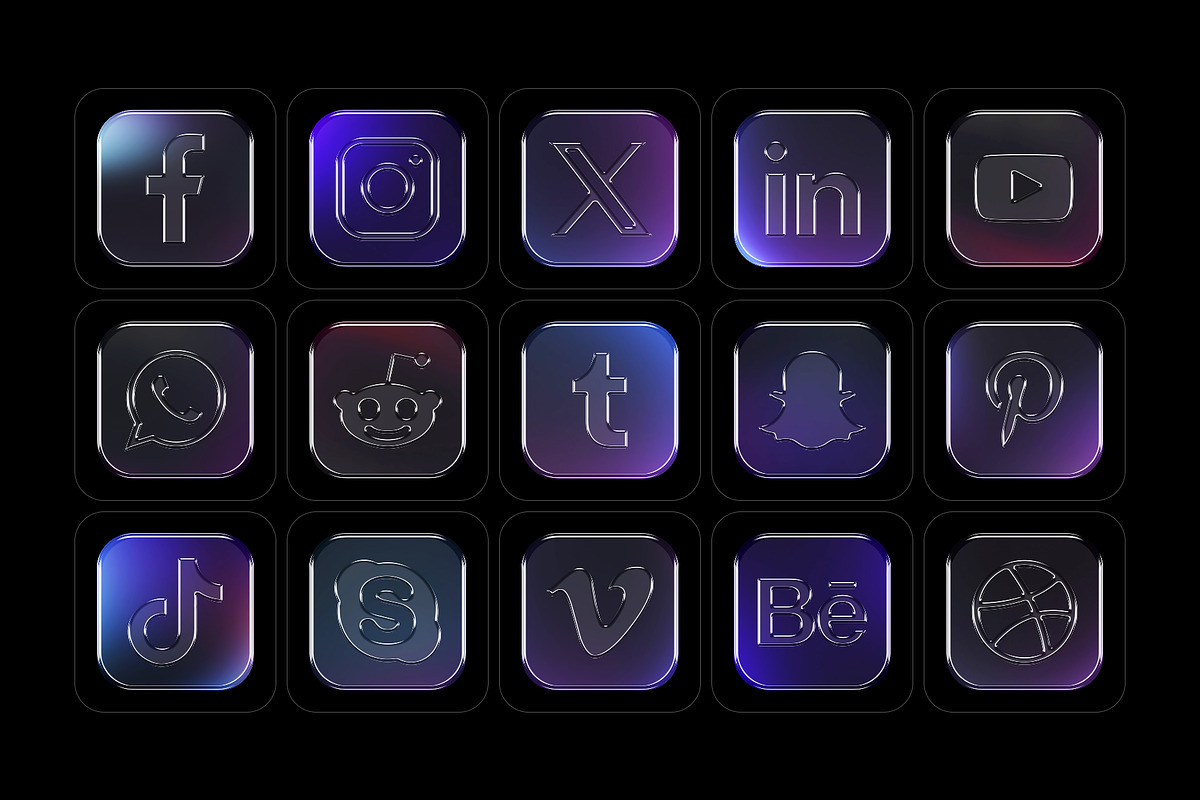 Glassify – Social Media Icons, a Solid Icon by Mockup Bureau (Photo 3 of 6)
