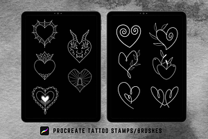 50 Procreate Heart Stamps