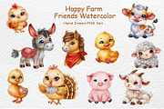 Happy Farm Friends Watercolor, an Animal Illustration by Watercolor dreams (Thumbnail 1 of 3)