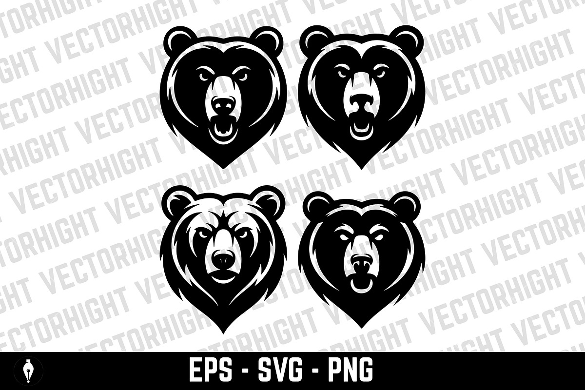 Angry or roaring face of a bear, an Animal Illustration by Vectorhight (Photo 2 of 3)