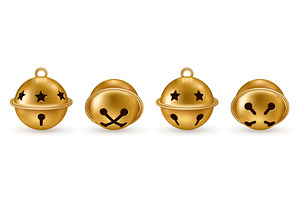 Gold jingle bells ball icons set, an Object Illustration by kotoffei
