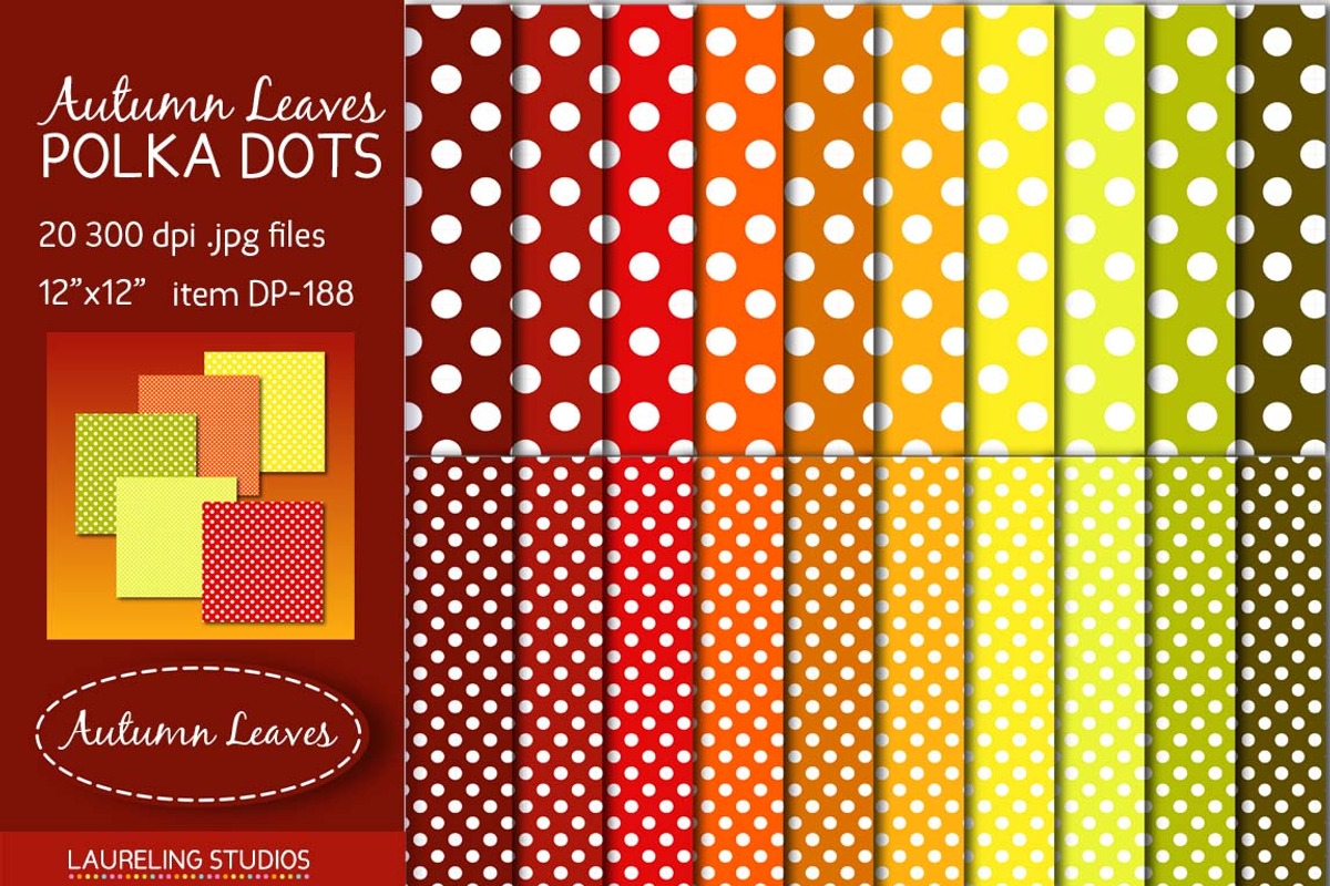 Autumn Leaves Polka Dot digital pape