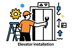 Elevator installation process with a, an Illustration by ZinetroN