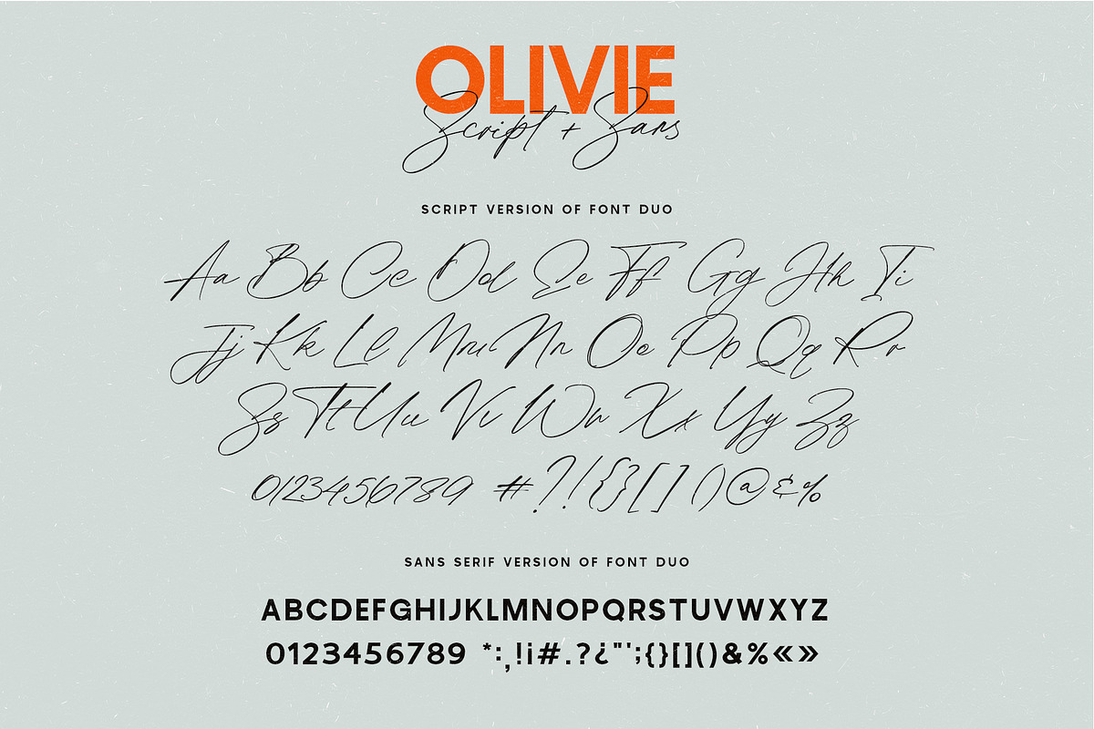 Olivie Font Duo / Script & Sans, a Sans Serif Font by Calamar Studio (Photo 15 of 17)