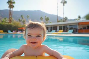 Baby loves sunny pool time, a Photo by Beautiful things
