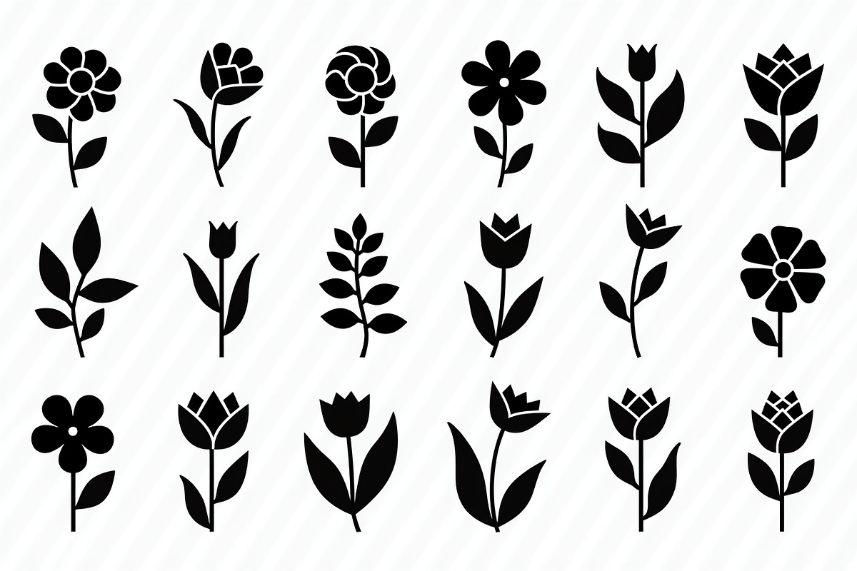 16 elegant black floral silhouettes, an Illustration by Amazin_art (Photo 8 of 17)