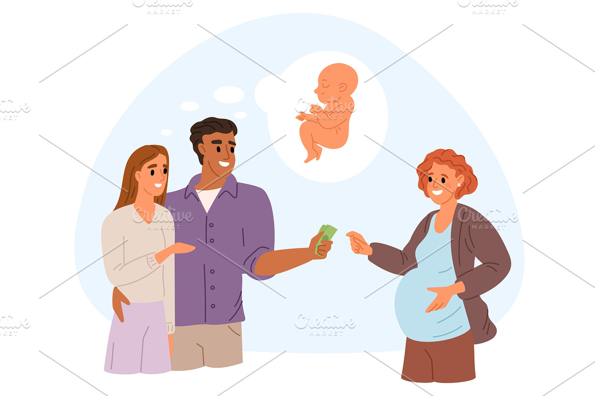 Married couple pay money to, a Person Illustration by Vectorbuum