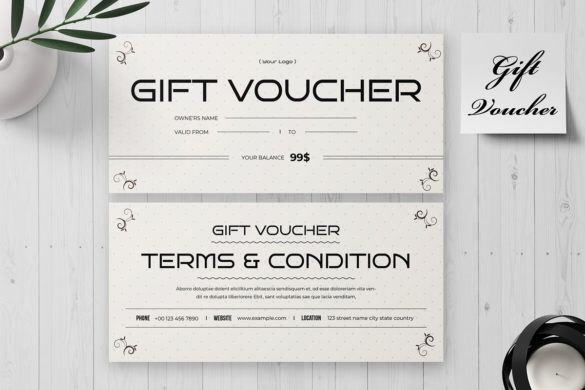 Elegant Gift Voucher Template, a Stationery Template by MightyDesign (Photo 1 of 6)